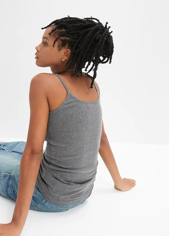 Lot de 2 tops &agrave; fines bretelles 100% coton, bonprix