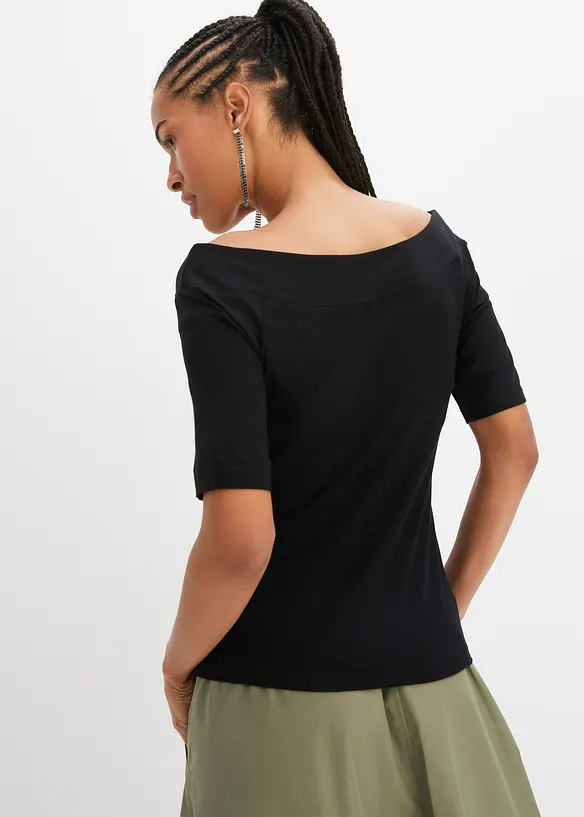 T-shirt encolure Bardot en viscose extensible, bonprix