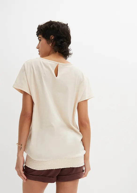 T-shirt en fil flamm&eacute; avec base smock&eacute;e, bonprix