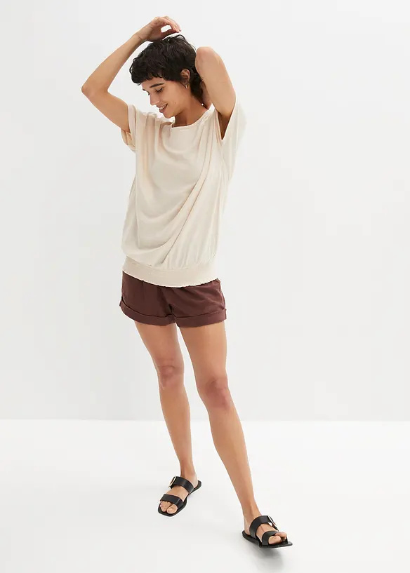 T-shirt en fil flamm&eacute; avec base smock&eacute;e, bonprix