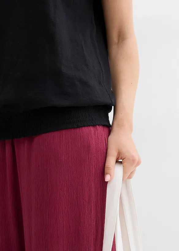 T-shirt en fil flamm&eacute; avec base smock&eacute;e, bonprix