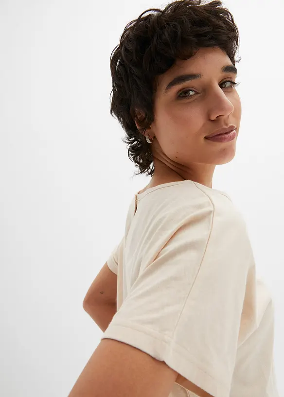 T-shirt en fil flamm&eacute; avec base smock&eacute;e, bonprix