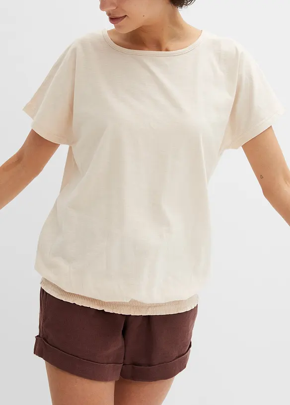 T-shirt en fil flamm&eacute; avec base smock&eacute;e, bonprix