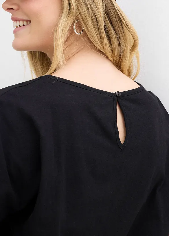 T-shirt en fil flamm&eacute; avec base smock&eacute;e, bonprix