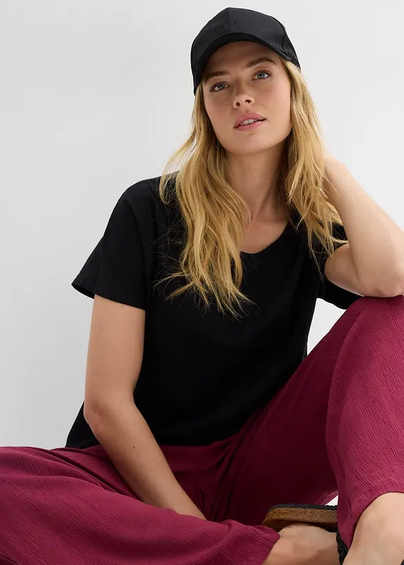 T-shirt en fil flamm&eacute; avec base smock&eacute;e, bonprix