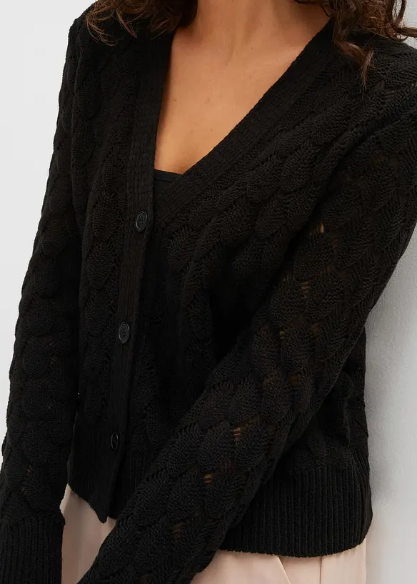 Gilet en maille ajour&eacute;e, bonprix