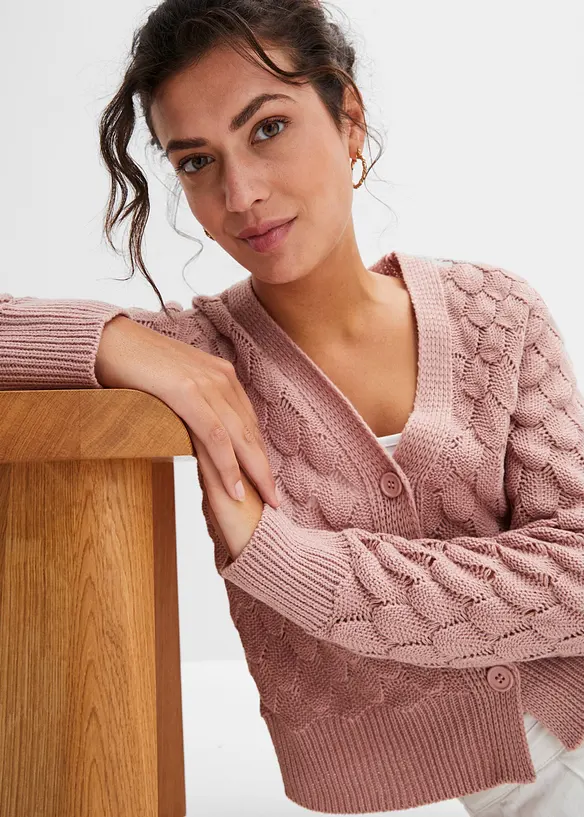 Gilet en maille ajour&eacute;e, bonprix