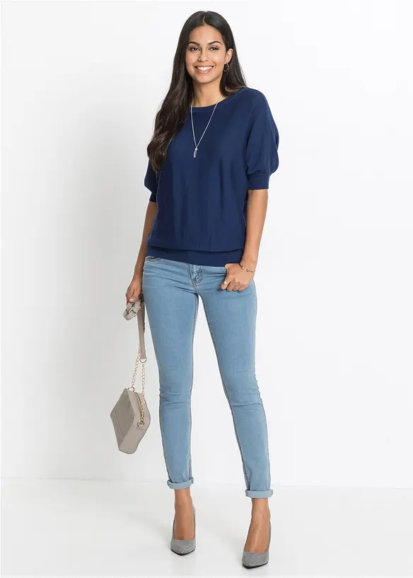 Pull en fine maille de coton m&eacute;lang&eacute;, bonprix