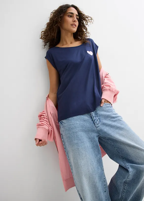 T-shirt fluide, plus long derri&egrave;re, bonprix