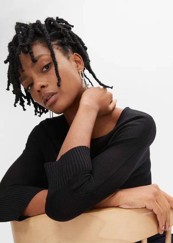 Pull en fine maille manches 3/4, bonprix