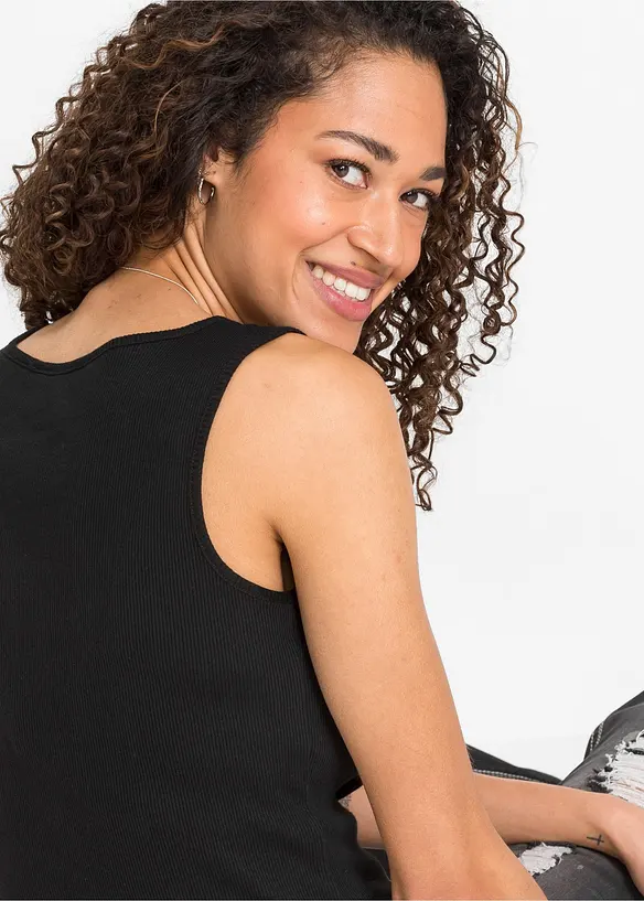 Ripp-Top mit Rei&szlig;verschluss, bonprix