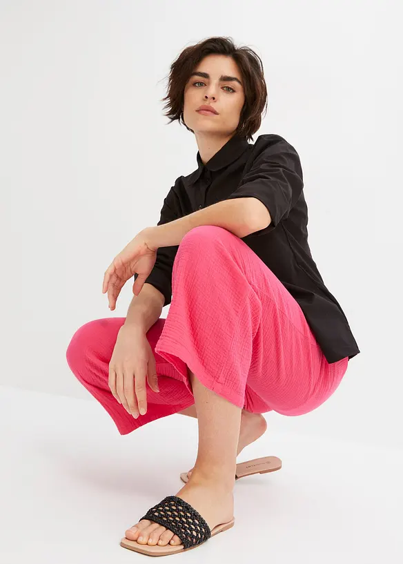 Pantalon large en gaze de coton, bonprix