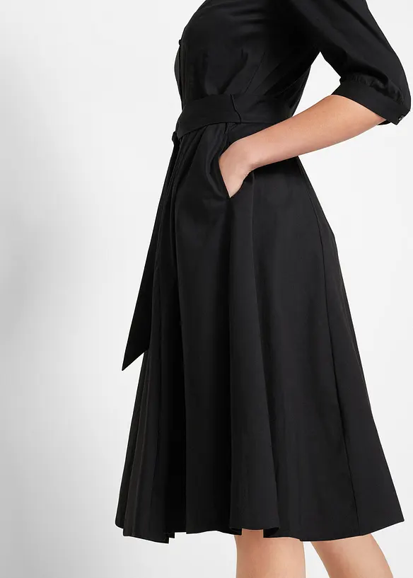 Hemdblusenkleid mit Spitze und Bindeband, bonprix