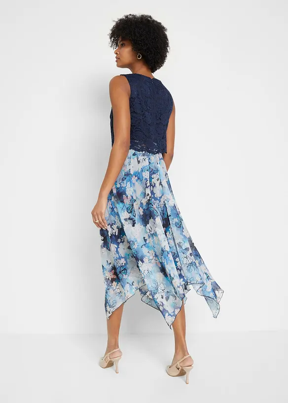 Robe en mousseline avec dentelle, bonprix