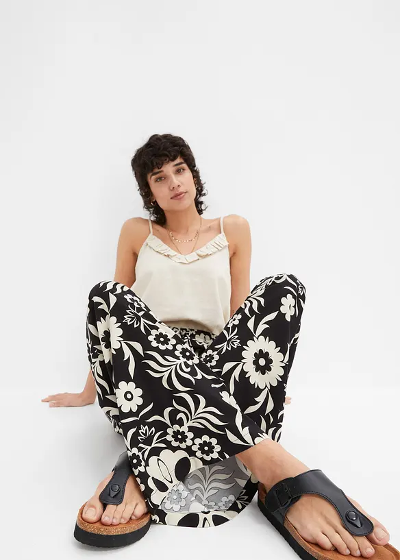 Pantalon large en viscose fluide, bonprix