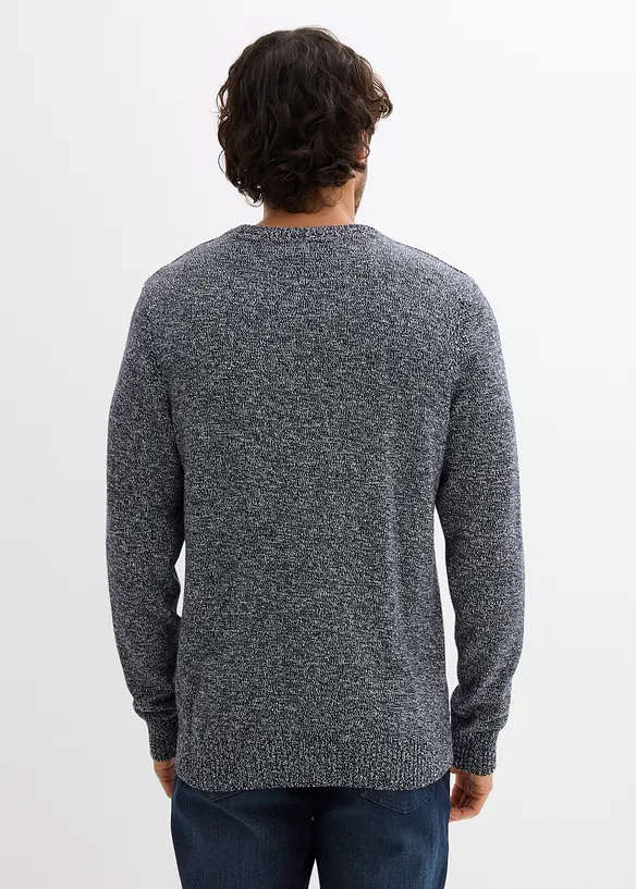 Pull col rond en coton m&eacute;lang&eacute;, bonprix