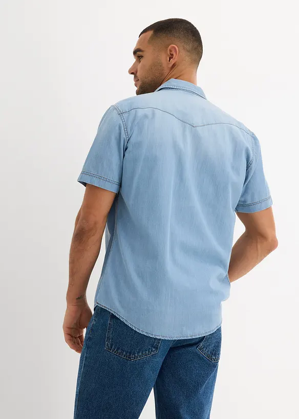 Jeanshemd, Kurzarm aus reiner Bio-Baumwolle, Slim Fit, bonprix