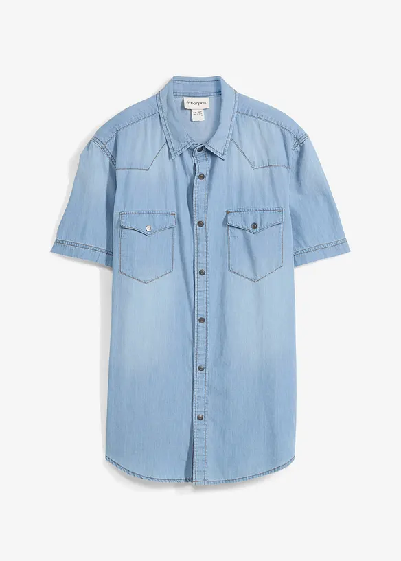 Jeanshemd, Kurzarm aus reiner Bio-Baumwolle, Slim Fit, bonprix