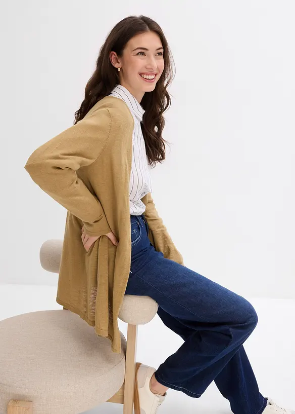 Gilet en maille 100% coton flamm&eacute;, bonprix