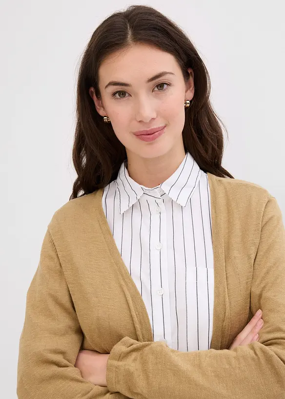 Gilet en maille 100% coton flamm&eacute;, bonprix