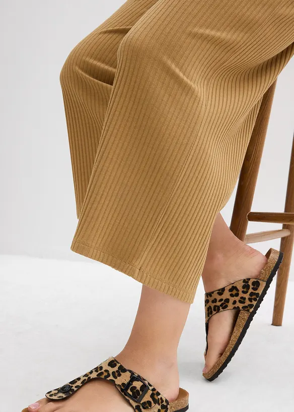 Pantalon en jersey c&ocirc;tel&eacute; &agrave; taille &eacute;lastiqu&eacute;e, bonprix