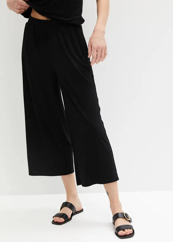 Pantalon en jersey c&ocirc;tel&eacute; &agrave; taille &eacute;lastiqu&eacute;e, bonprix