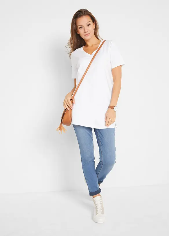 Lot de 2 T-shirts longs col V, bonprix