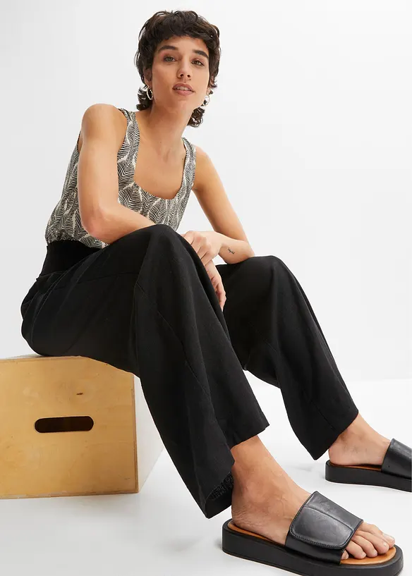 Marlenehose aus luftigem Leinen-Mix, bonprix