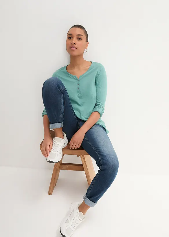 Shirt mit Knopfleiste aus reiner Bio-Baumwolle, bonprix