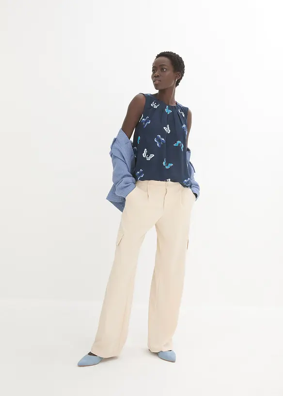 Blusentop aus flie&szlig;ender Viskose, bonprix