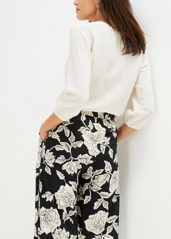 Pantalon palazzo imprim&eacute; en viscose, bonprix