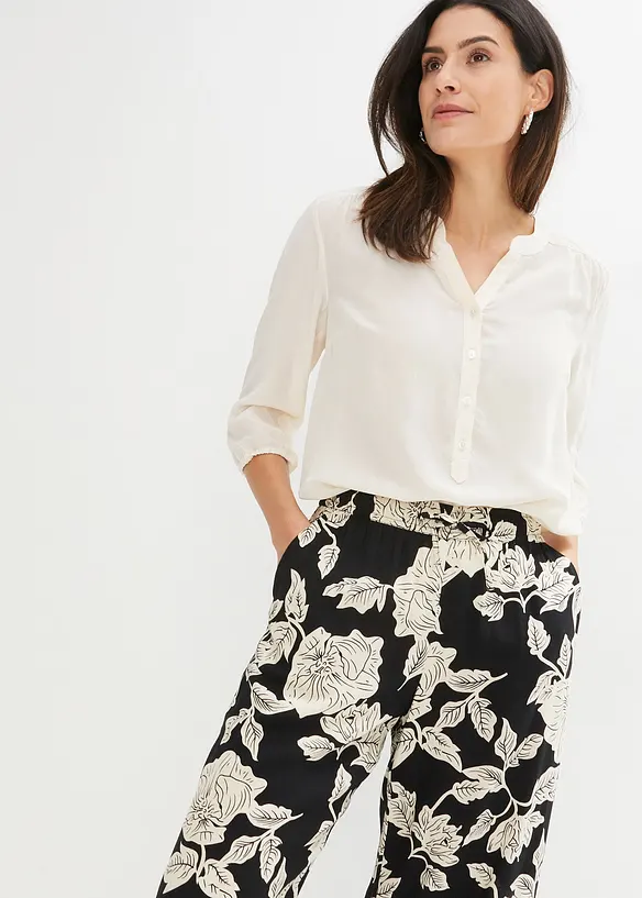 Pantalon palazzo imprim&eacute; en viscose, bonprix