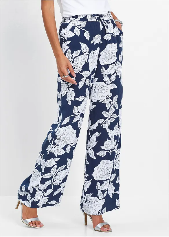 Pantalon palazzo imprim&eacute; en viscose, bonprix