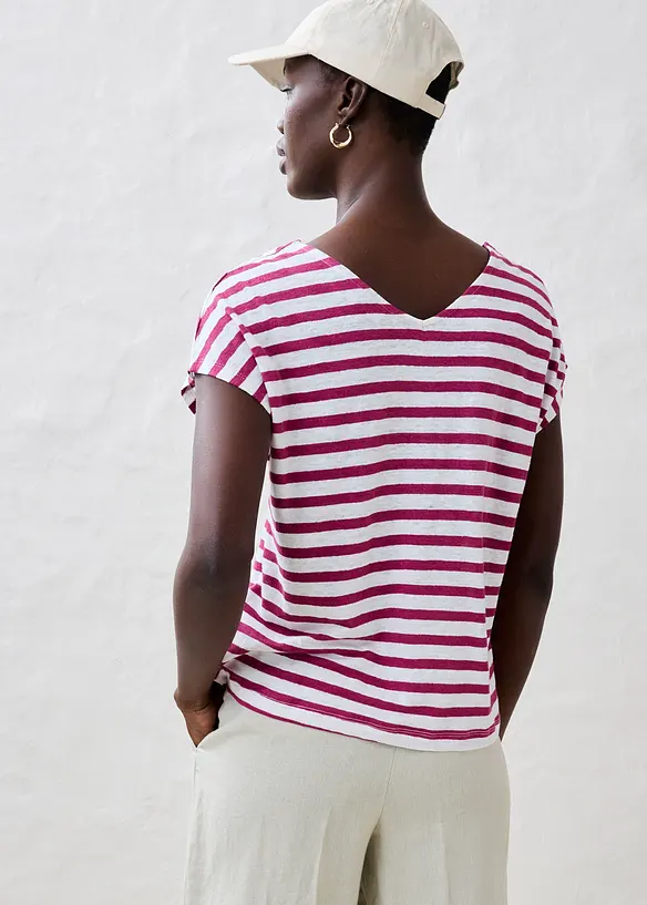 T-shirt 100% lin &agrave; manches chauve-souris, bonprix