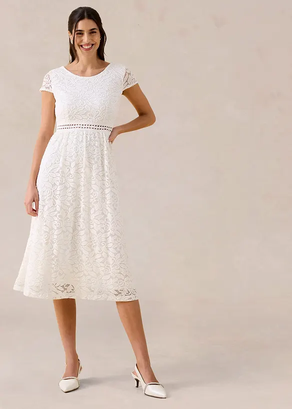 Robe en dentelle avec empi&egrave;cement crochet &agrave; la taille, bonprix