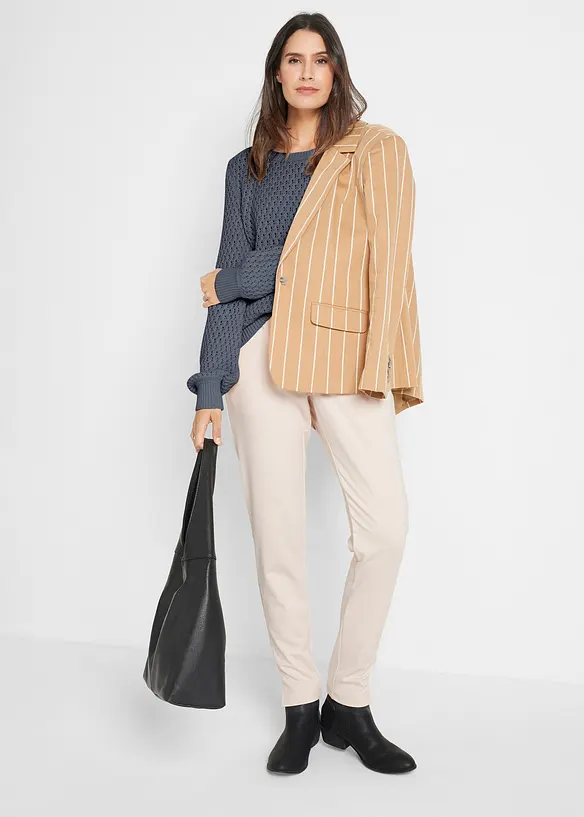 Pull en maille textur&eacute;e de coton m&eacute;lang&eacute;, bonprix