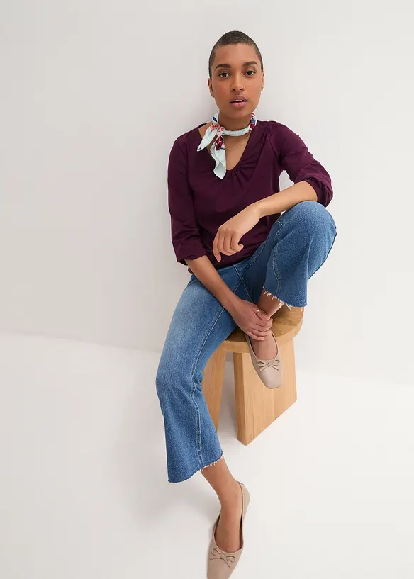 T-shirt manches longues 100% coton, finitions &eacute;lastiqu&eacute;es, bonprix