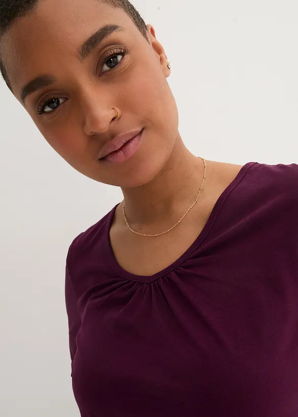 T-shirt manches longues 100% coton, finitions &eacute;lastiqu&eacute;es, bonprix