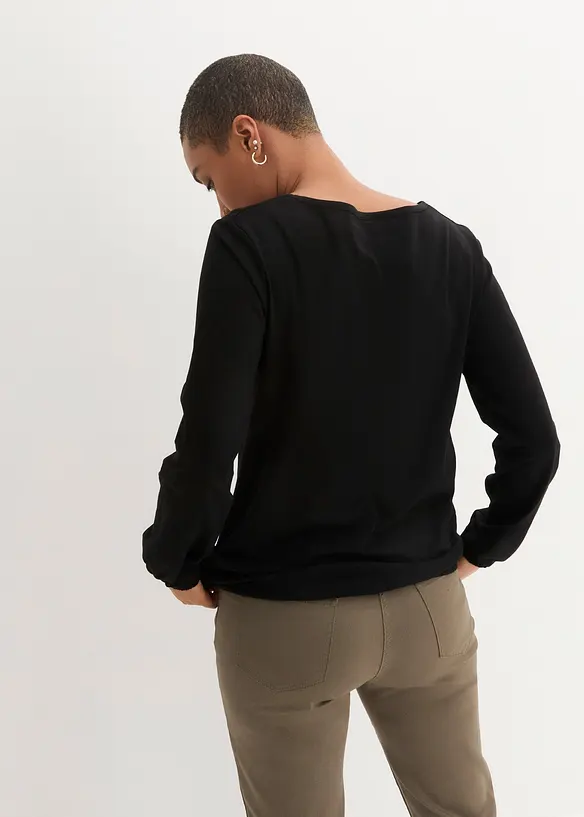 Langarmshirt mit Gummizug aus reiner Baumwolle, bonprix