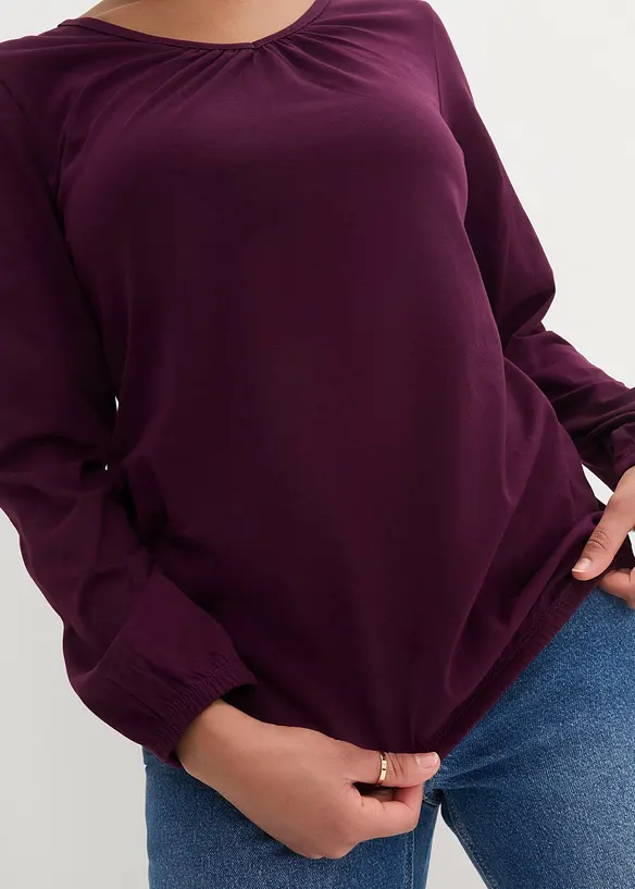 T-shirt manches longues 100% coton, finitions &eacute;lastiqu&eacute;es, bonprix