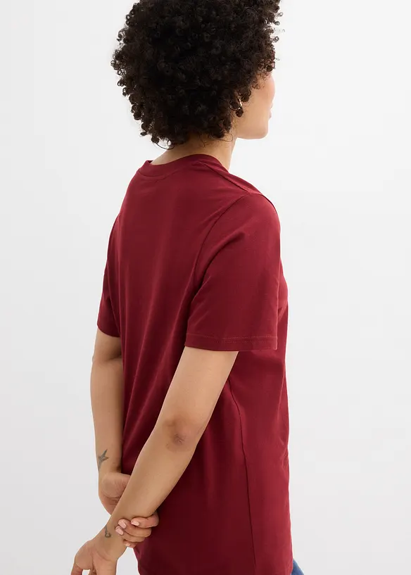 Weites Long-Shirt mit V-Ausschnitt, Kurzarm (5er Pack), bonprix