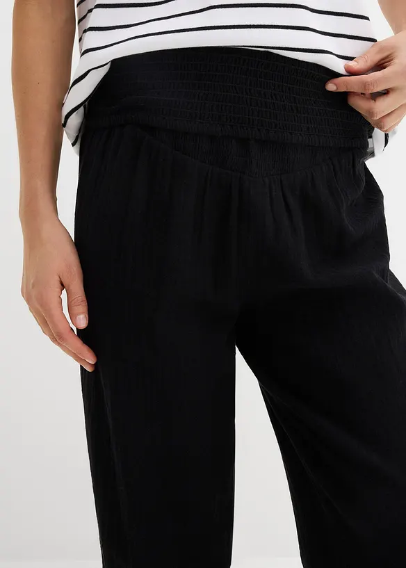 2-in-1 Umstandshose aus reinem Baumwollmusselin f&uuml;r die Schwangerschaft und danach, bonprix