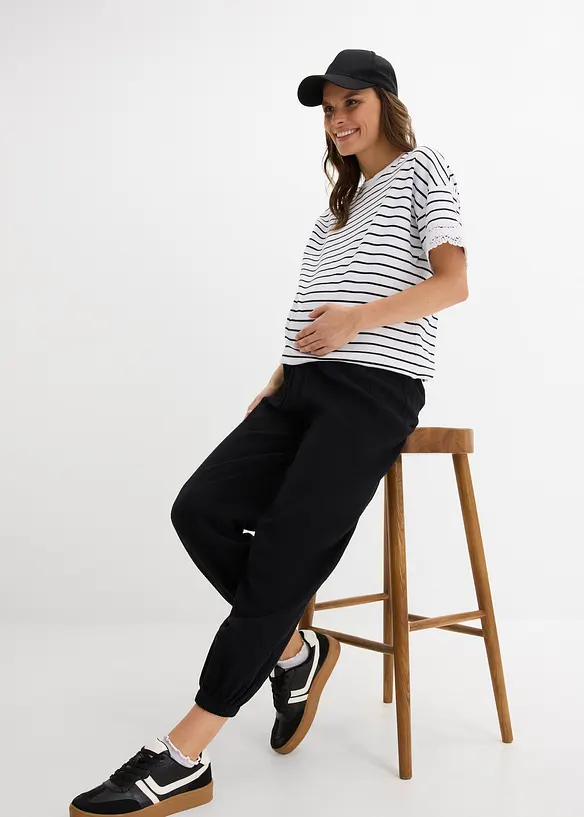 2-in-1 Umstandshose aus reinem Baumwollmusselin f&uuml;r die Schwangerschaft und danach, bonprix