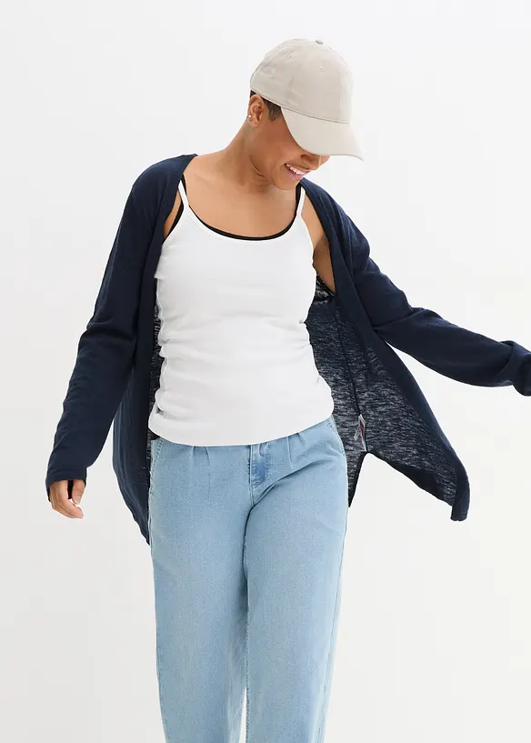 Gilet en maille 100% coton flamm&eacute;, bonprix