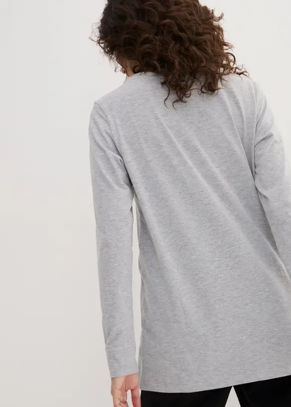 Lot de 5 T-shirts longs &agrave; col rond, manches longues, bonprix