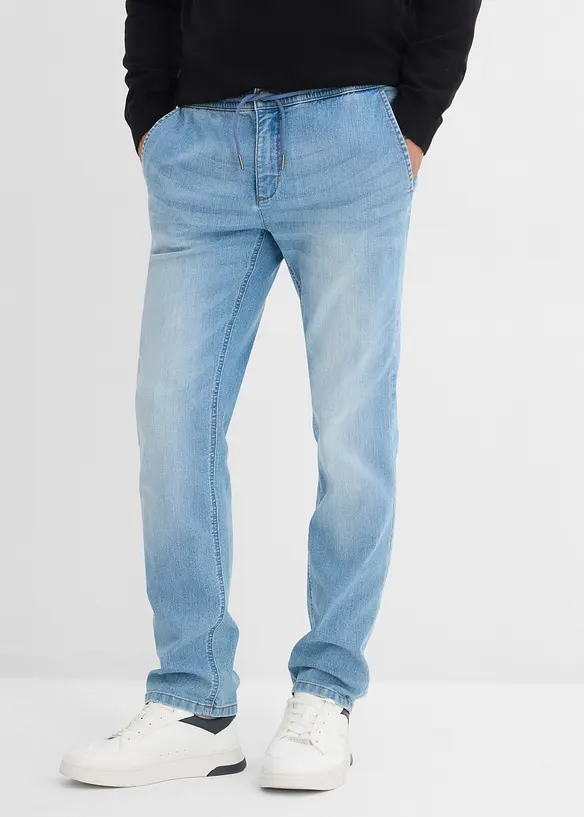 Leichte Regular-Fit Schlupfjeans mit Dehnbund, Straight, bonprix