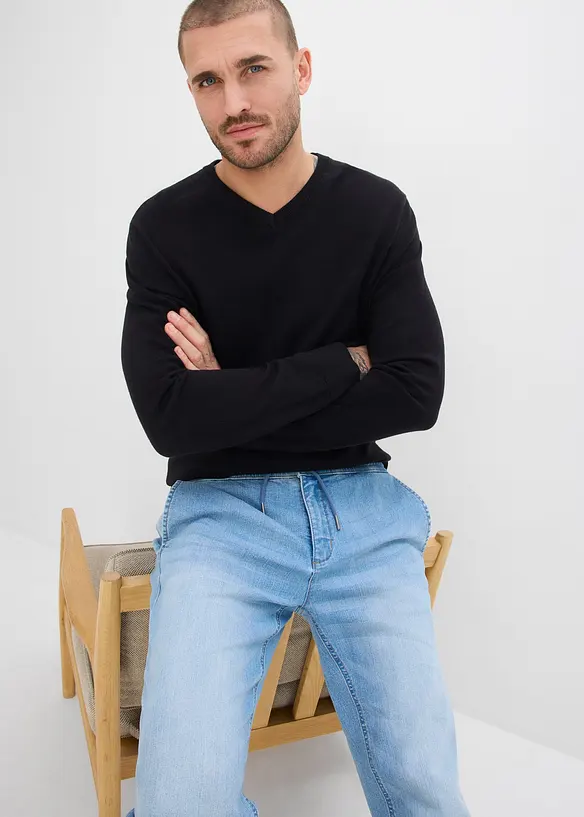 Leichte Regular-Fit Schlupfjeans mit Dehnbund, Straight, bonprix