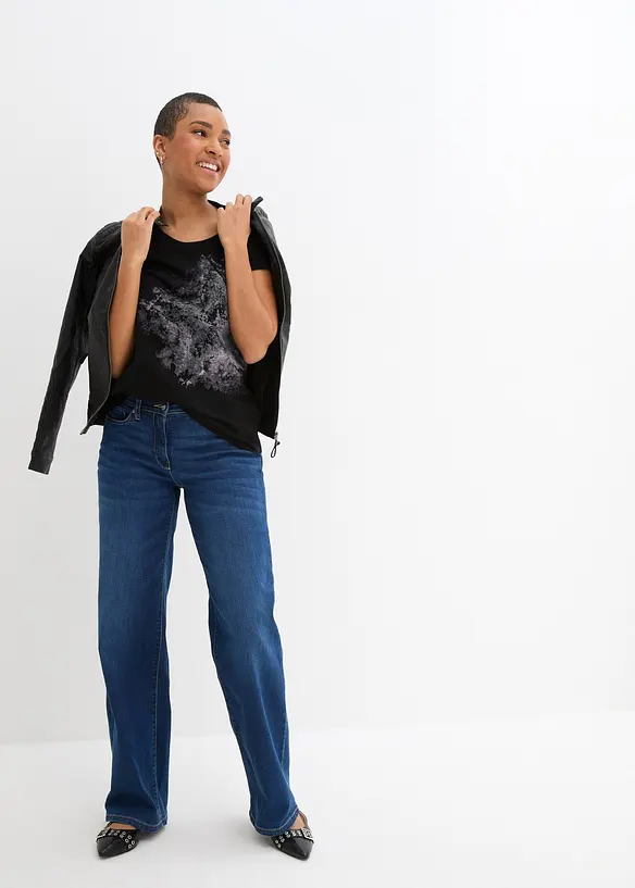 T-shirt coton fil flamm&eacute; &agrave; manches courtes, bonprix