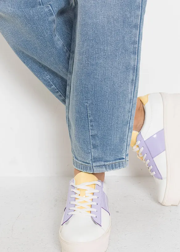 Jean barrel taille haute en coton, bonprix