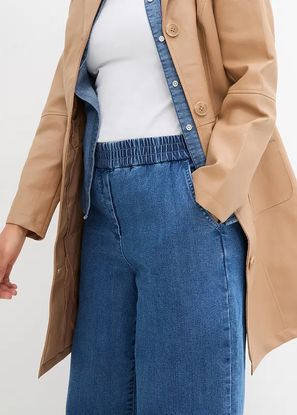 Jean mom, taille haute &eacute;lastiqu&eacute;e, bonprix